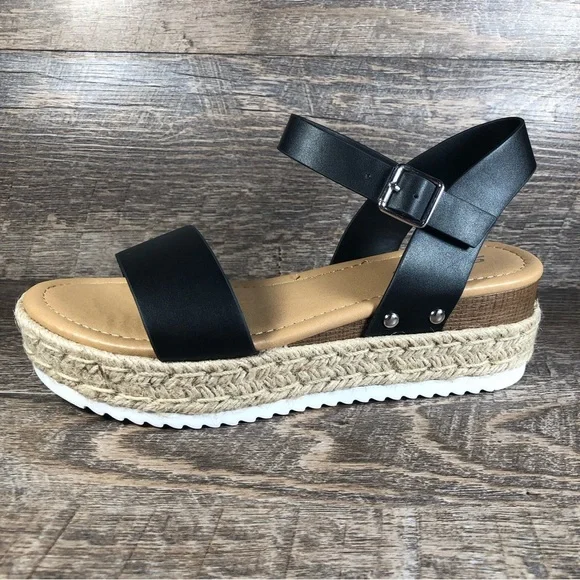Open Toe Buckle Ankle Strap Espadrille (CLIP-S) - Picture 1 of 9